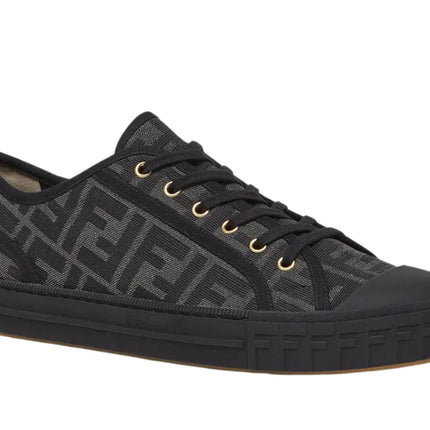 Fendi Domino Black Fabric Low-Tops