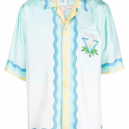 CASABLANCA Blue Silk Shirt