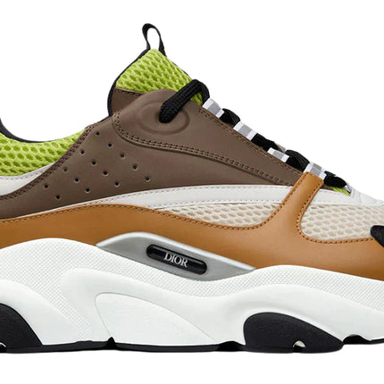 Dior B22 Green and White Technical Mesh with Ebony and Camel Smooth Calfskin