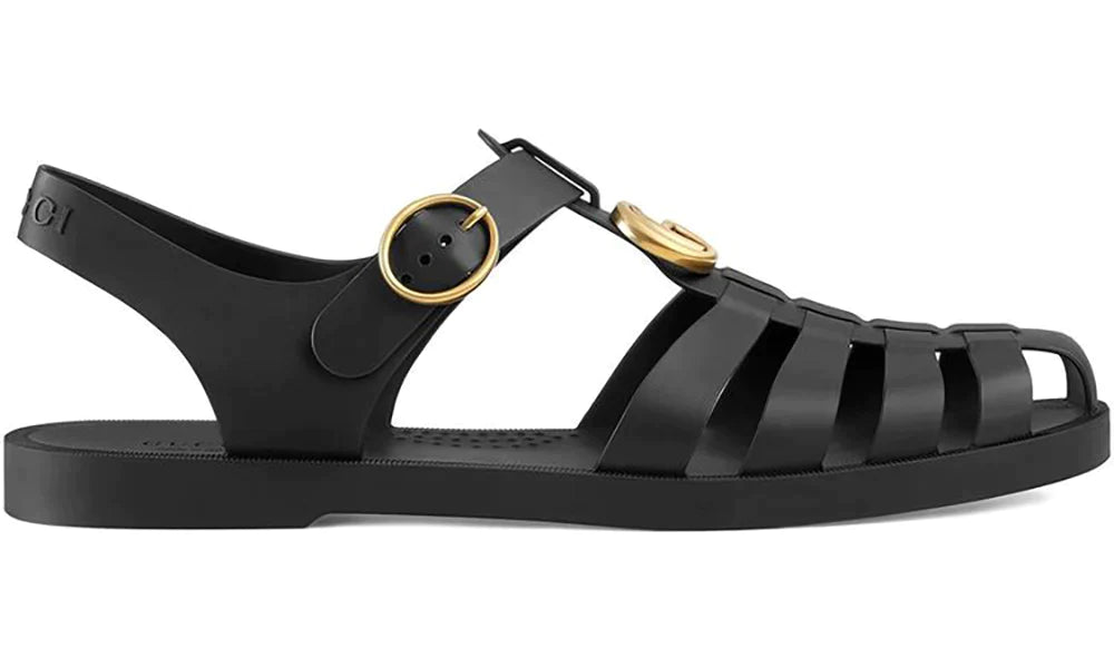 Gucci Rubber Buckle Strap Sandals - Black – kicksfor