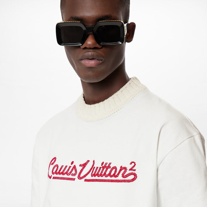 EMBROIDERED LOUIS VUITTON MOCKNECK TEE