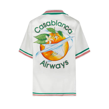 Casablanca Orbite Au Tour De L'Orange Silk Shirt