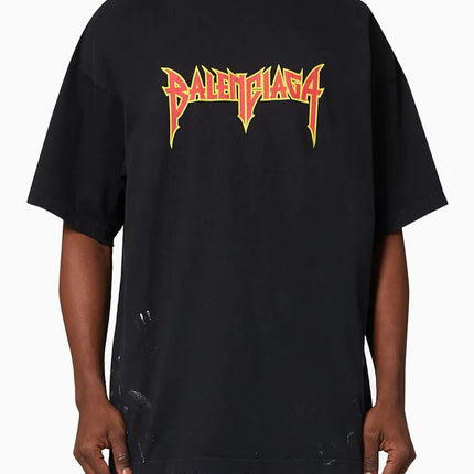 BALENCIAGA Splatter Paint Logo Large Fit T-shirt in Cotton Jersey